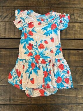 Posh Peanut 18-24M Pink Dress with Red and Blue Strawberry Print